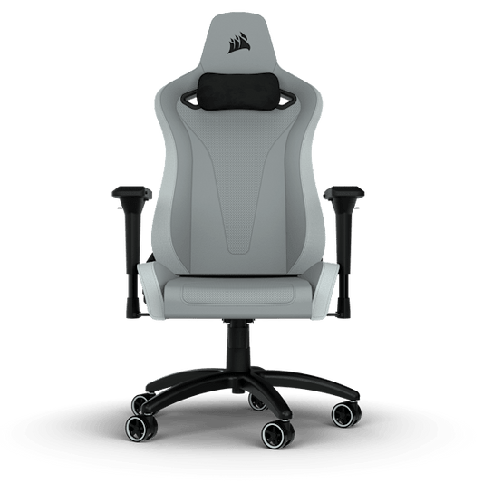 TC200 Gaming Chair – Plush Leatherette – Light Grey/White