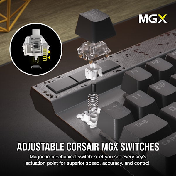 K70 MAX RGB Magnetic-Mechanical Gaming Keyboard — Adjustable CORSAIR MGX Switches — Steel Grey (Refurbished)