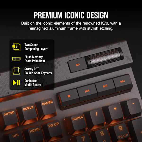 K70 MAX RGB Magnetic-Mechanical Gaming Keyboard — Adjustable CORSAIR MGX Switches — Steel Grey (Revival Series)