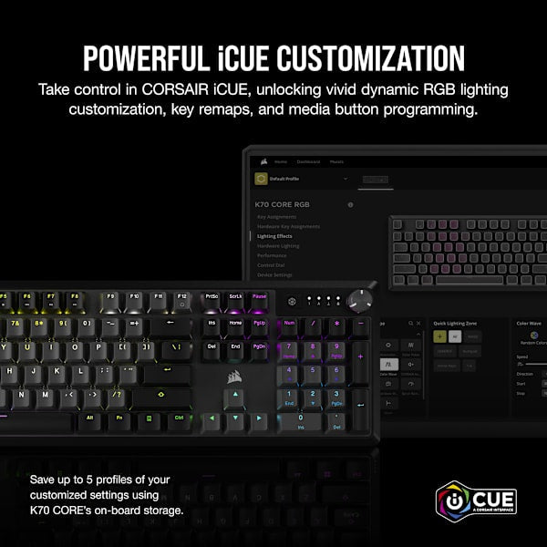 K70 CORE RGB Mechanical Gaming Keyboard — Steel Grey (Refurbished)