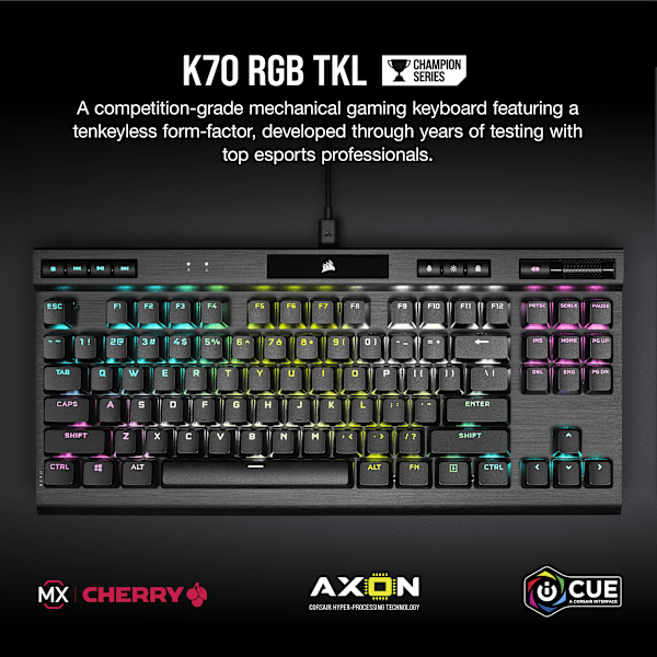 K70 RGB TKL CHAMPION SERIES Mechanical Gaming Keyboard — CHERRY MX Red (Refurbished)