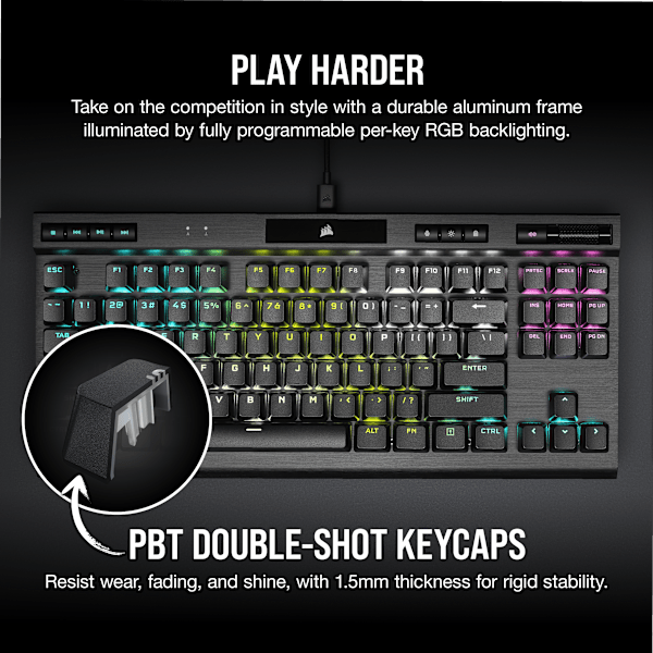 K70 RGB TKL CHAMPION SERIES Mechanical Gaming Keyboard — CHERRY MX Red (Refurbished)