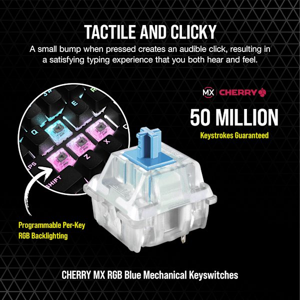 K70 RGB TKL CHAMPION SERIES Mechanical Gaming Keyboard — CHERRY MX Blue (Refurbished)