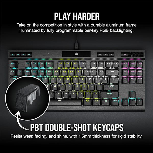 K70 RGB TKL CHAMPION SERIES Mechanical Gaming Keyboard — CHERRY MX Blue (Refurbished)