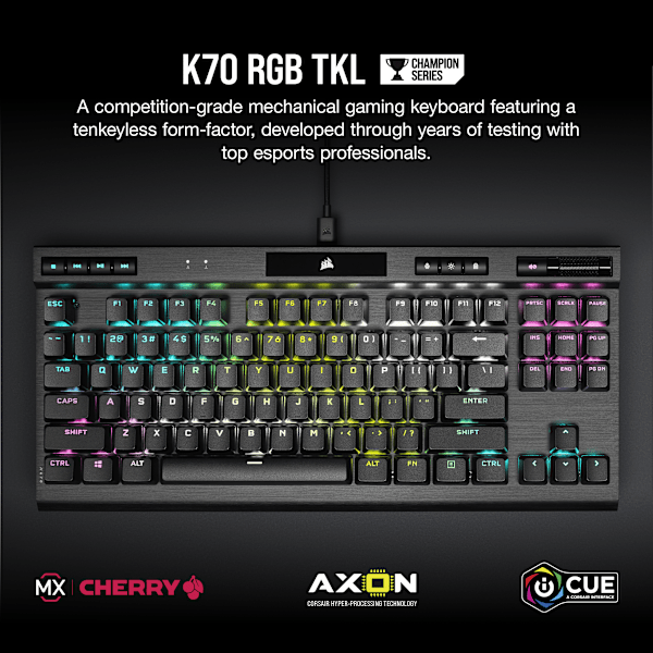 K70 RGB TKL CHAMPION SERIES Mechanical Gaming Keyboard — CHERRY MX SPEED (Refurbished)