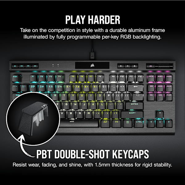 K70 RGB TKL CHAMPION SERIES Mechanical Gaming Keyboard — CHERRY MX SPEED (Refurbished)