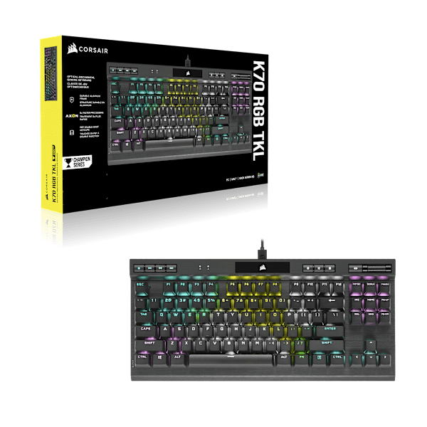 K70 RGB TKL CHAMPION SERIES Optical-Mechanical Gaming Keyboard with PBT DOUBLE SHOT PRO Keycaps (NA) (Refurbished)