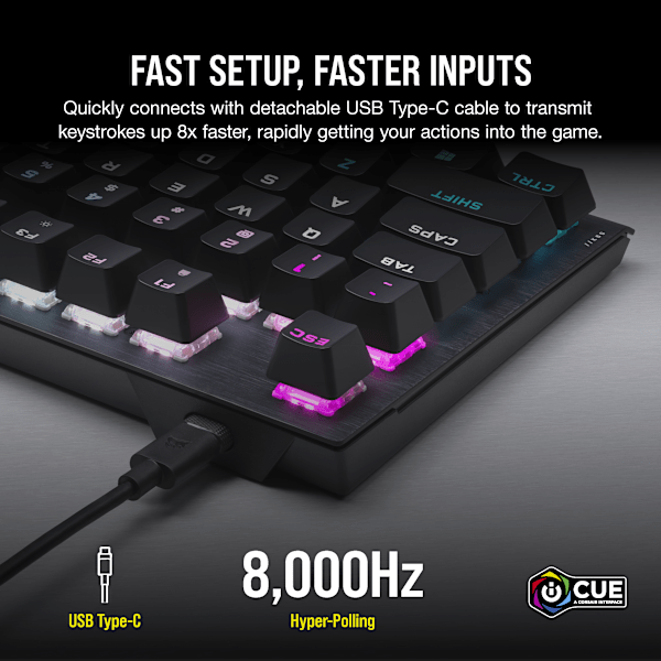 K60 PRO TKL RGB Tenkeyless Optical-Mechanical Gaming Keyboard - CORSAIR OPX Switch (Revival Series)