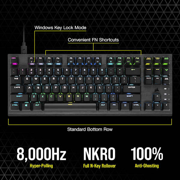 K60 PRO TKL RGB Tenkeyless Optical-Mechanical Gaming Keyboard - CORSAIR OPX Switch (Revival Series)