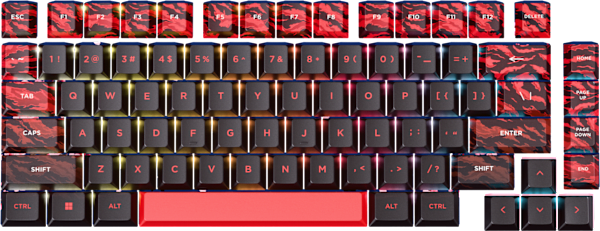PBT DYE-SUBLIMATED KEYCAP MOD KIT - Tigerstripe Red - NA Layout