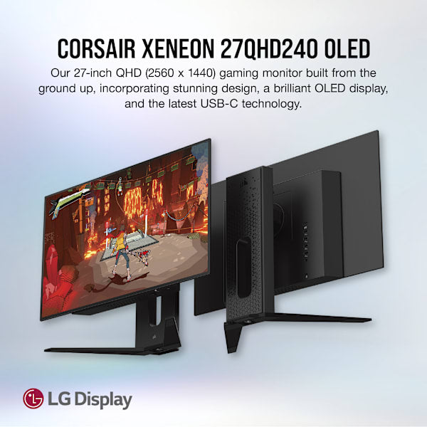 CORSAIR XENEON 27QHD240 OLED 27-Inch Gaming Monitor, 2560 x 1440, 240Hz, HDR with 1000nit Peak Brightness, 1.5M:1 Contrast Ratio, 1.07 Billion Colors (Certified Refurbished)