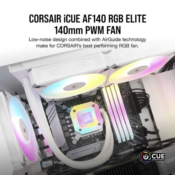 iCUE AF140 RGB ELITE 140mm PWM Fan - White (Revival Series)