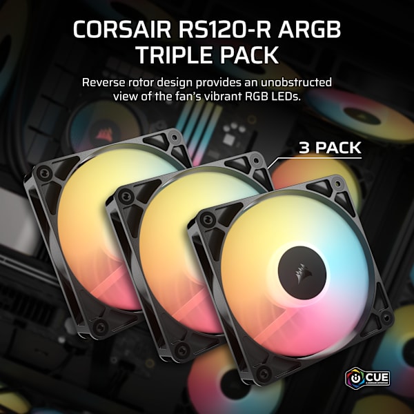 RS120-R ARGB 120mm PWM Reverse Fans Triple Pack (Revival Series)