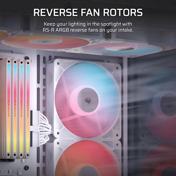 RS120-R ARGB 120mm PWM Reverse Fans Triple Pack - White (Revival Series)