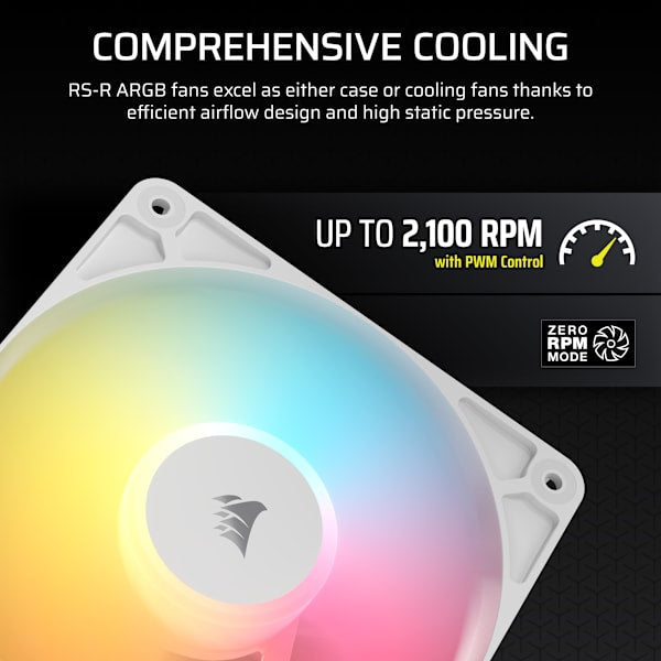 RS120-R ARGB 120mm PWM Reverse Fans Triple Pack - White (Revival Series)