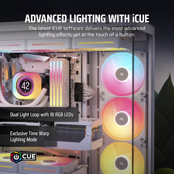 iCUE LINK LX120-R RGB 120mm PWM Reverse Fans Starter Kit - White (Revival Series)