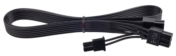 Type 3 Flat Black Ribbon Cable PCIe 6+2 pin, single connector, Compatible with all type 3 pin out PSU