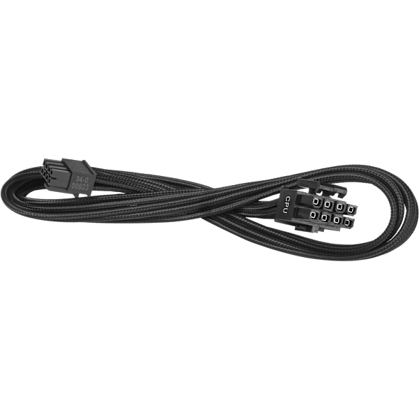 Cable, Type 5, EPS/ATX12V Power Connector, 8-Pin (4+4 Split), 16AWG, 400mm, Individually Sleeved, Black