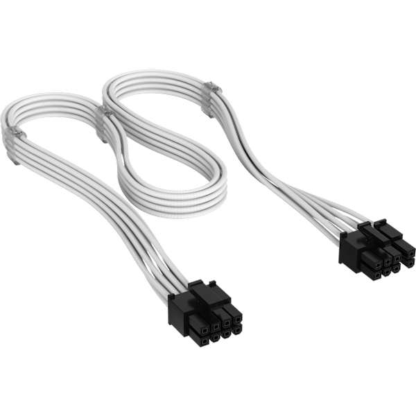Elite Premium Individually Sleeved PCIe Cable 8-pin (6+2 Split) Cable Type 4 - White