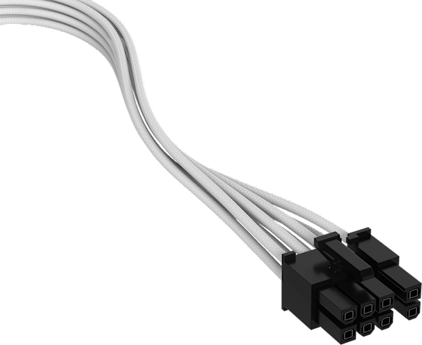 Elite Premium Individually Sleeved PCIe Cable 8-pin (6+2 Split) Cable Type 4 - White