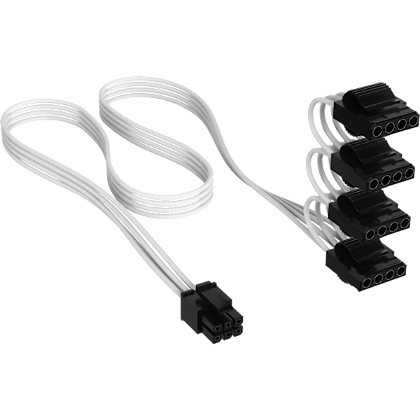 Elite Premium Individually Sleeved Peripheral Power Cable (4 connectors) Type 4 - White