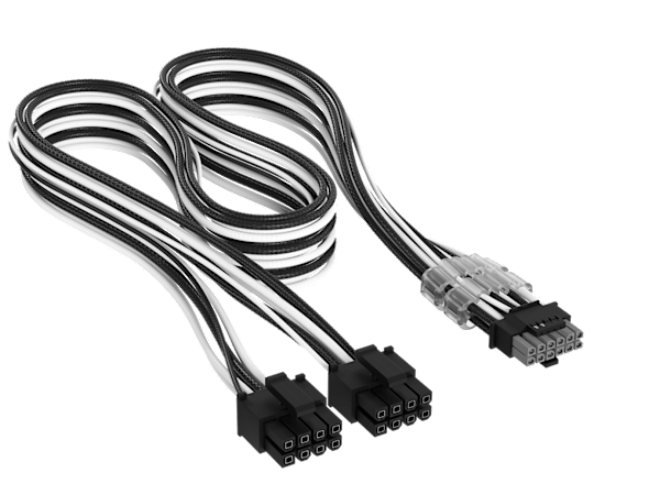 Elite Premium Individually Sleeved, 2x 8-Pin to PCIe 12V-2x6 600W Cable, Type 4 - Black/White