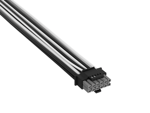 Elite Premium Individually Sleeved, 2x 8-Pin to PCIe 12V-2x6 600W Cable, Type 4 - Black/White