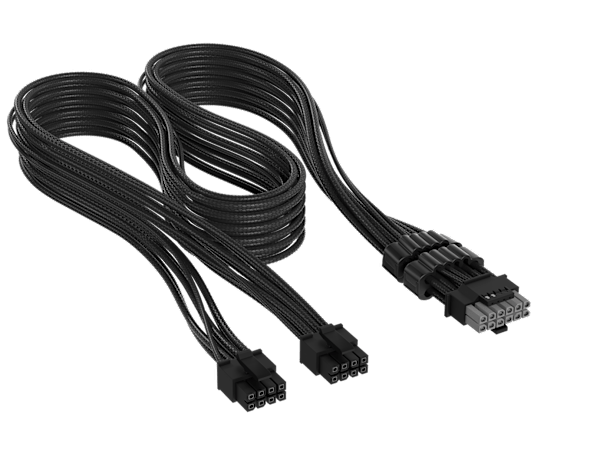 Elite Premium Individually Sleeved, 2x 8-Pin to PCIe 12V-2x6 600W Cable, Type 5 - Black