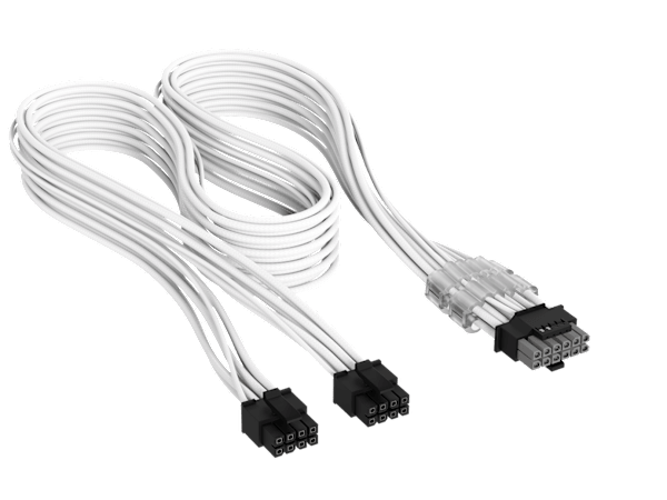 Elite Premium Individually Sleeved, 2x 8-Pin to PCIe 12V-2x6 600W Cable, Type 5 - White