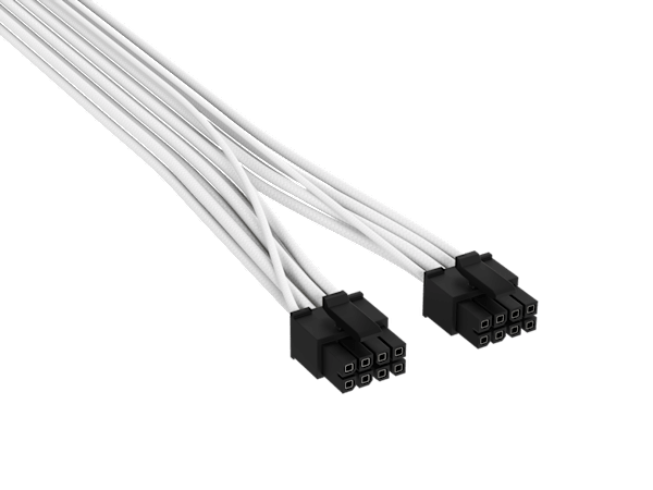 Elite Premium Individually Sleeved, 2x 8-Pin to PCIe 12V-2x6 600W Cable, Type 5 - White