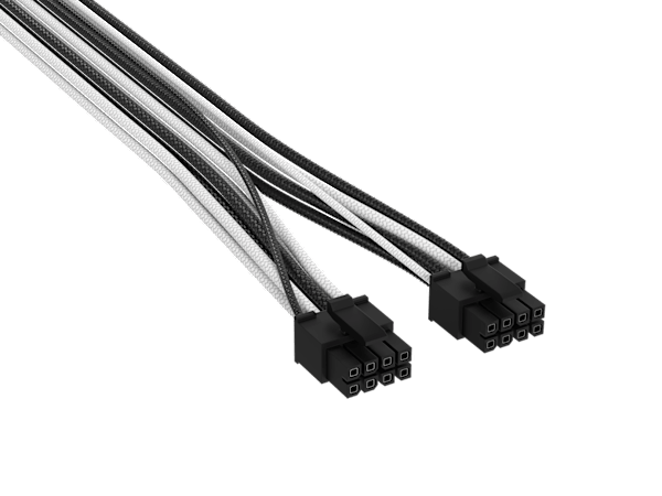 Elite Premium Individually Sleeved, 2x 8-Pin to PCIe 12V-2x6 600W Cable, Type 5 - Black/White