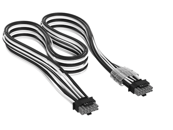 Elite Premium Individually Sleeved, PCIe 12V-2x6 to PCIe 12V-2x6 600W Cable - Black/White