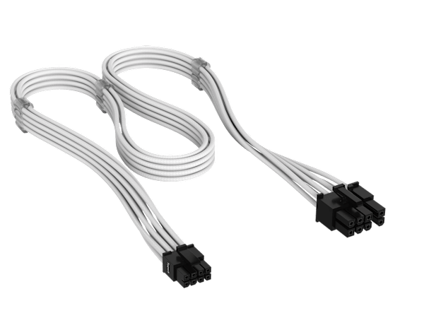 Elite Premium Individually Sleeved PCIe Cable 8-pin (6+2 Split) Cable Type 5 - White