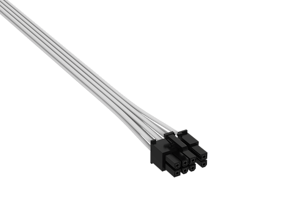 Elite Premium Individually Sleeved PCIe Cable 8-pin (6+2 Split) Cable Type 5 - White