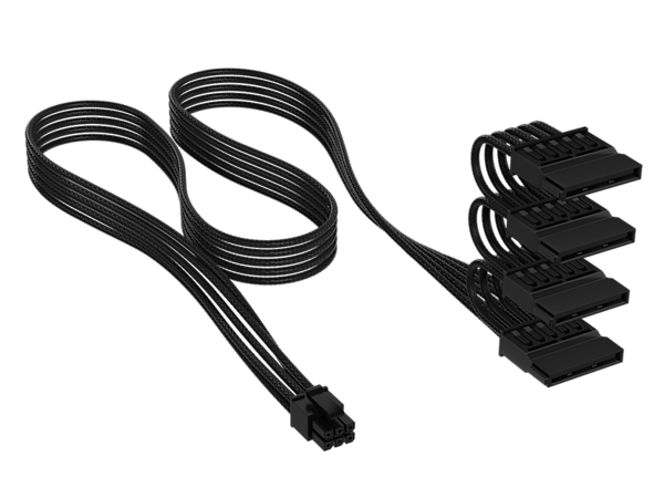 Elite Premium Individually Sleeved SATA Power Cable (4 connectors) Type 5 - Black