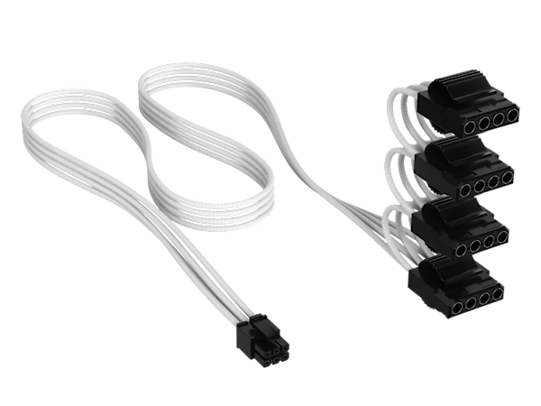 Elite Premium Individually Sleeved Peripheral Power Cable (4 connectors) Type 5 - White