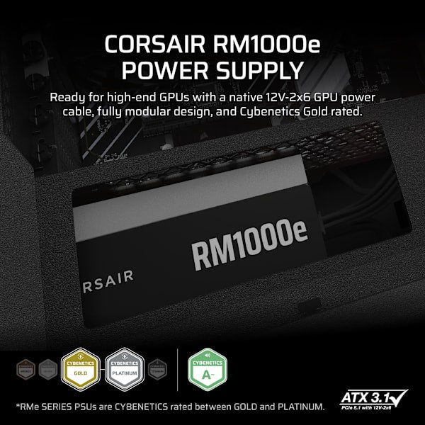 RMe Series RM1000e Fully Modular Low-Noise ATX Power Supply (Refurbished)