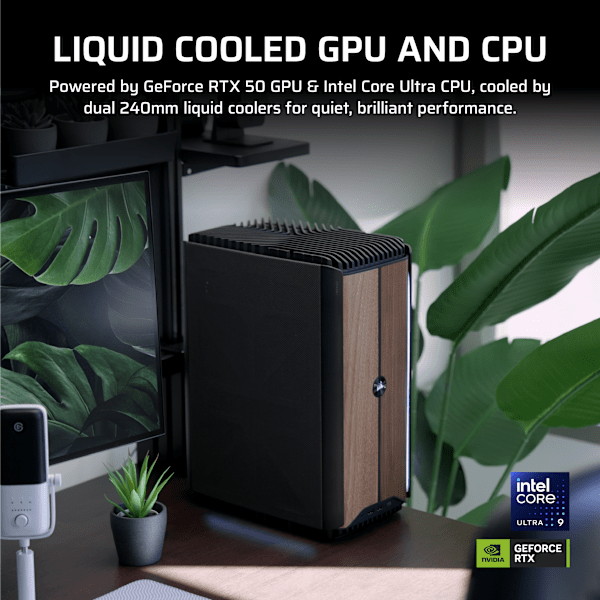 CORSAIR ONE i500 PC – Wood Dark: Intel Core i9-14900F, GeForce RTX 5070, 32GB DDR5, 1TB M.2 SSD, Win11 Home
