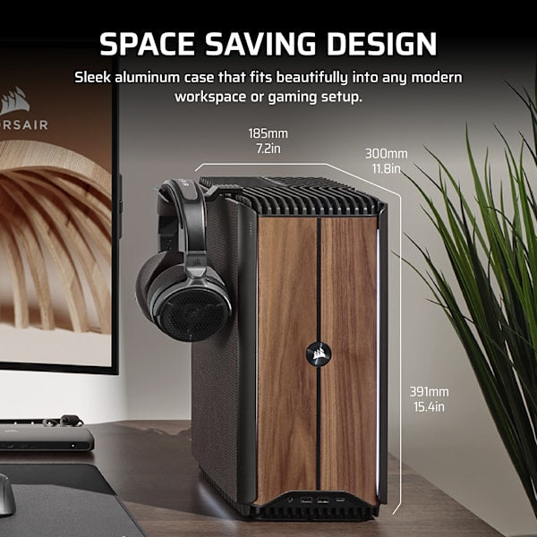 CORSAIR ONE i500 PC – Wood Dark: Intel Core i9-14900F, GeForce RTX 5070, 32GB DDR5, 1TB M.2 SSD, Win11 Home