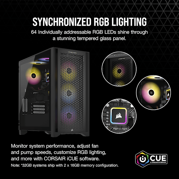 VENGEANCE i7400 Gaming PC, i5-13600KF, RTX 3070, 1TB M.2, 32GB DDR5-5600 (Certified Refurbished)