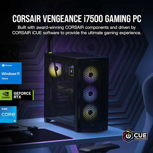 VENGEANCE i7500 Gaming PC: Intel Core i5-14600K, NVIDIA RTX 4070 Super, 32GB DDR5 6000MT/s Memory, 1TB NVMe SSD (Certified Refurbished)
