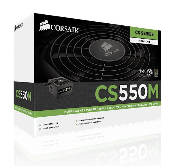 CS Series™ Modular CS550M — 550 Watt 80 PLUS® Gold Certified PSU (Refurbished)