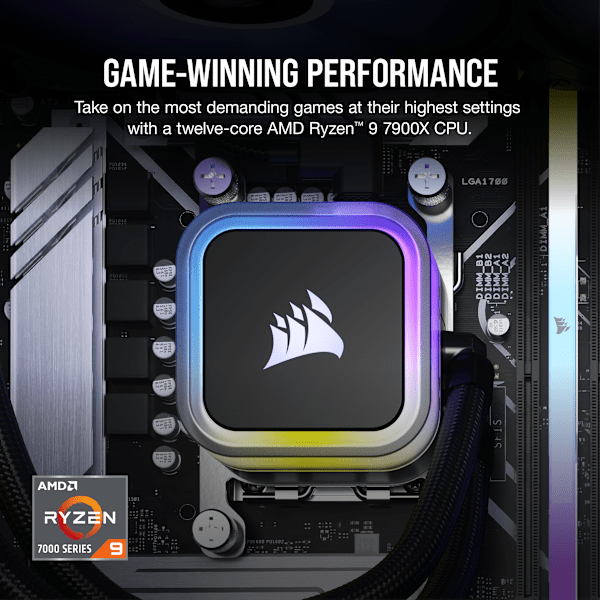 VENGEANCE a7300 Gaming PC: AMD Ryzen 9 7900X, NVIDIA RTX 4090, 64GB DDR5 5600 MTs Memory, 2TB NVMe SSD (Certified Refurbished)