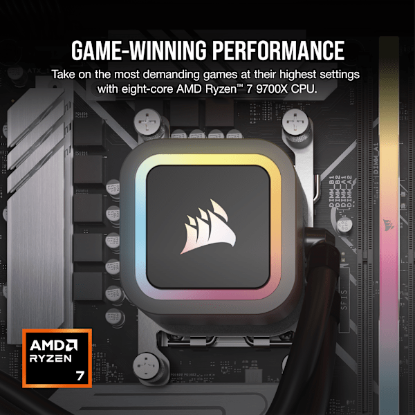 VENGEANCE a7400 Gaming PC: AMD Ryzen 7 9700X, GeForce RTX 4070 Ti Super, 32GB DDR5, 1TB M.2 SSD, Win11 Home (Certified Refurbished)