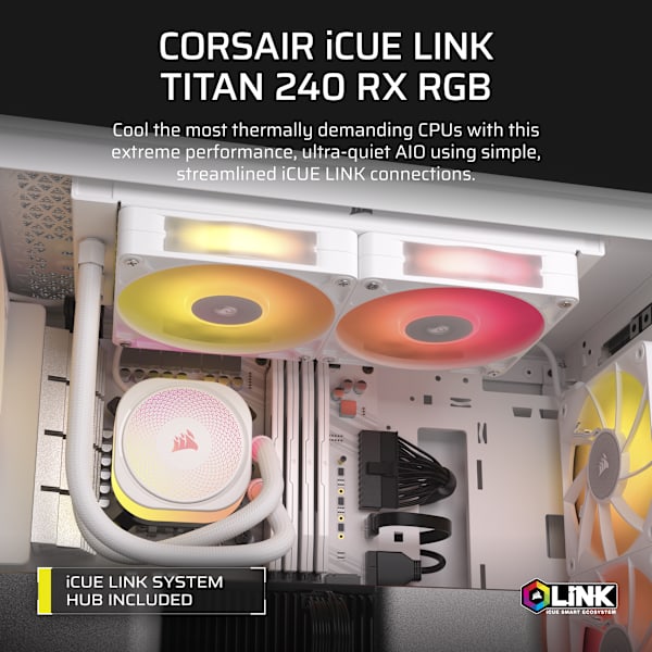 iCUE LINK TITAN 240 RX RGB AIO Liquid CPU Cooler - White (Refurbished)