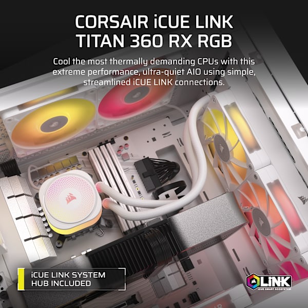 iCUE LINK TITAN 360 RX RGB AIO Liquid CPU Cooler - White (Refurbished)