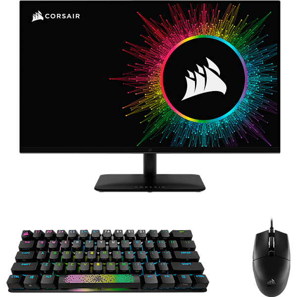 Corsair Xeneon 32UHD144-A 32-Inch Gaming Monitor, K70 PRO MINI WIRELESS Red Switch Keyboard, and KATAR PRO XT Mouse