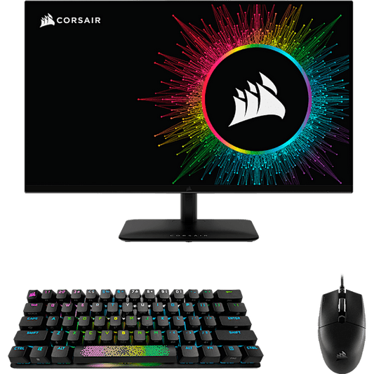 Corsair Xeneon 32UHD144-A 32-Inch Gaming Monitor, K70 PRO MINI WIRELESS Red Switch Keyboard, and KATAR PRO XT Mouse