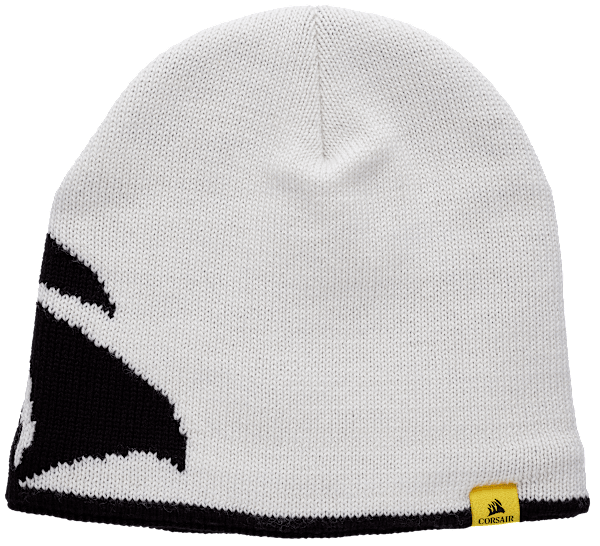 CORSAIR Beanie – White with Yellow Fleece Lining