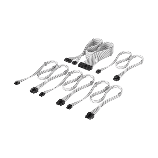 Elite Premium Individually Sleeved Type-5 PSU Cables Starter Kit - White